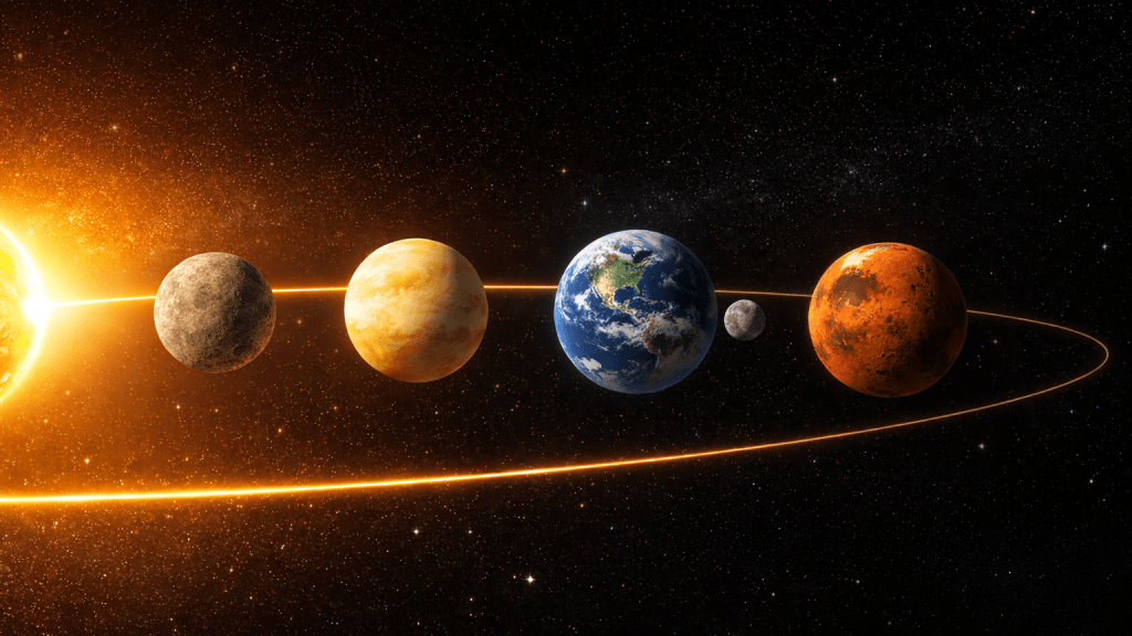 Four Worlds, One Sun; Plus, a Total Lunar Eclipse